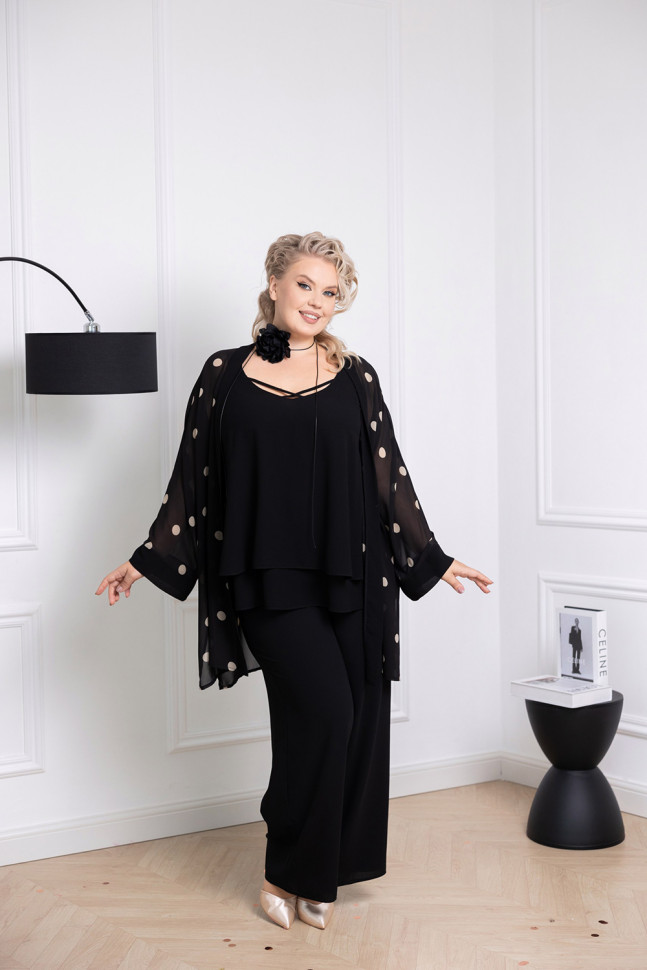 Жакет 132615 черно-бежевый